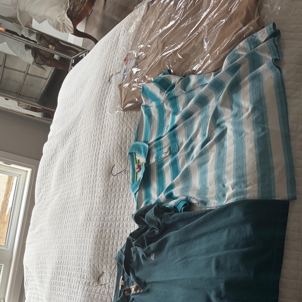 Burberry Teal Polo with Signature Check Placket